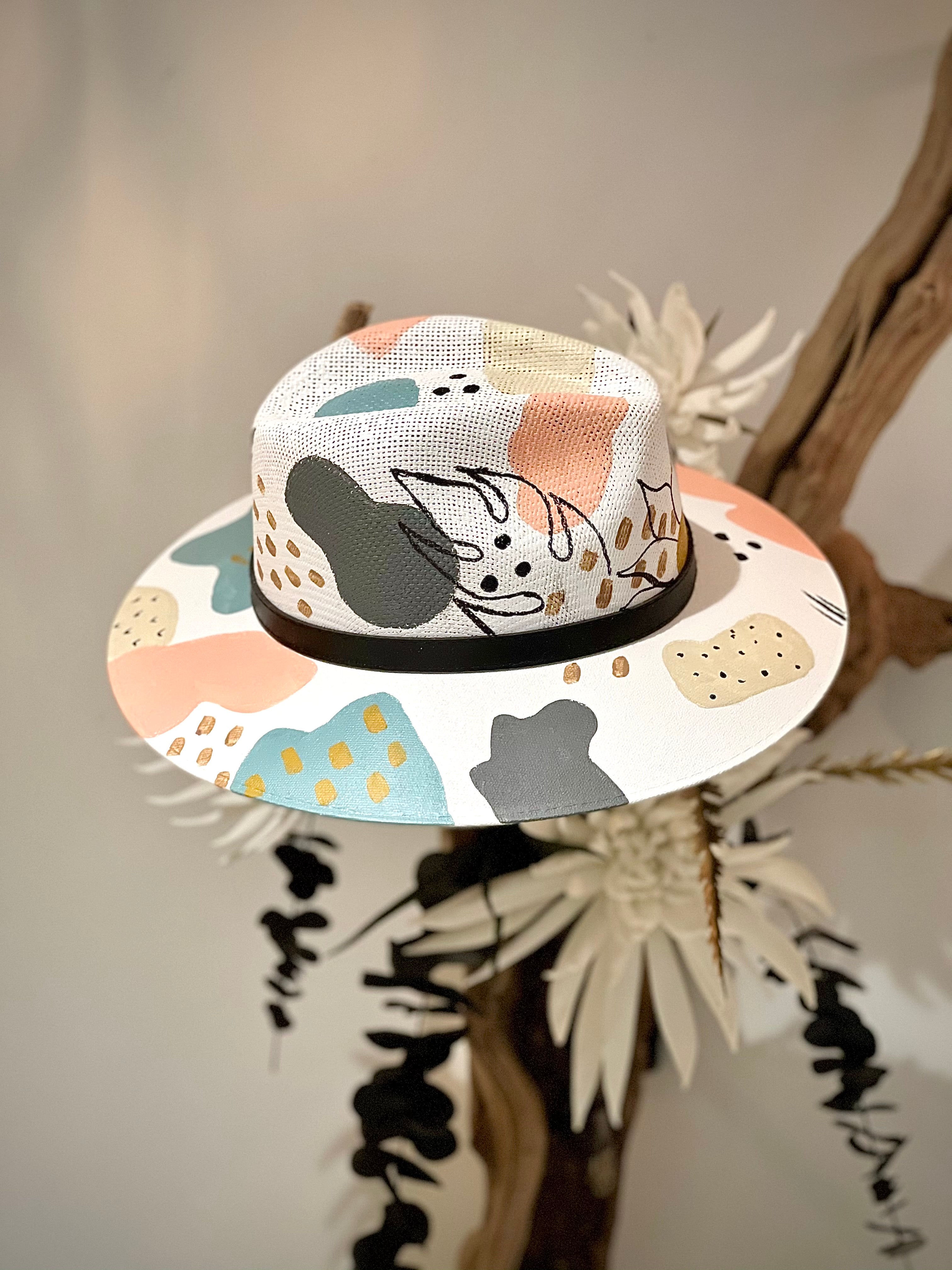 Floral Abstract Painted Hat