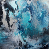 "Aqua Current" Abstract Original 48x48